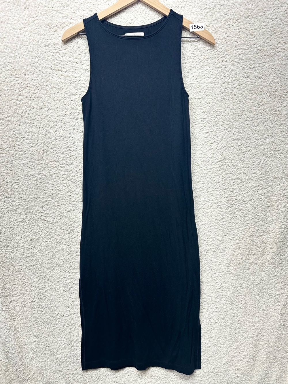 TravisMathew Small Black Tencel Ribbed Sleeveless Maxi Dress Side Slit